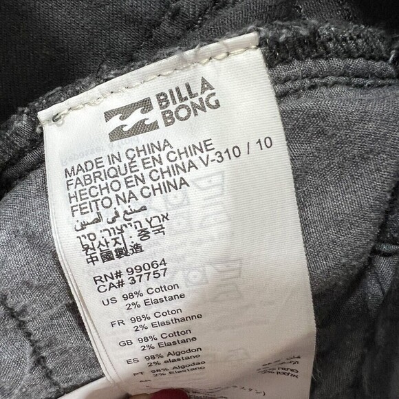 Billabong Button Fly Raw Hem Distressed Black Jean Short J204GBUT Size 26‎ - Picture 6 of 12